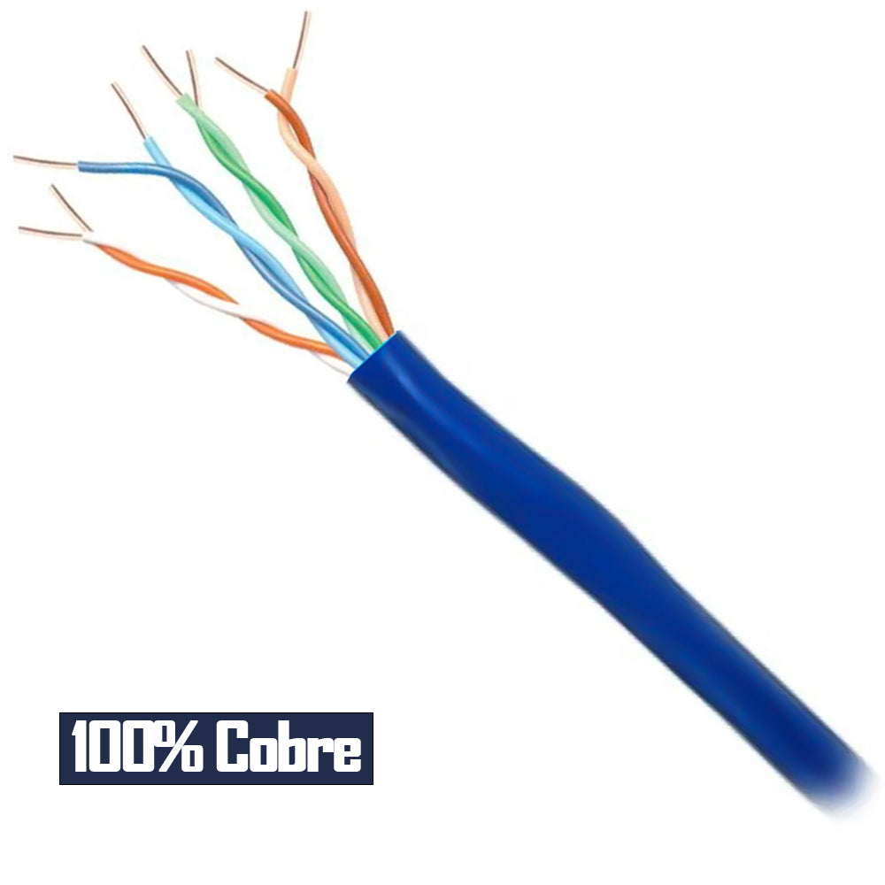 Metro de Cabo de Rede Cat6 Utp 4p 100% Cobre WEC Azul